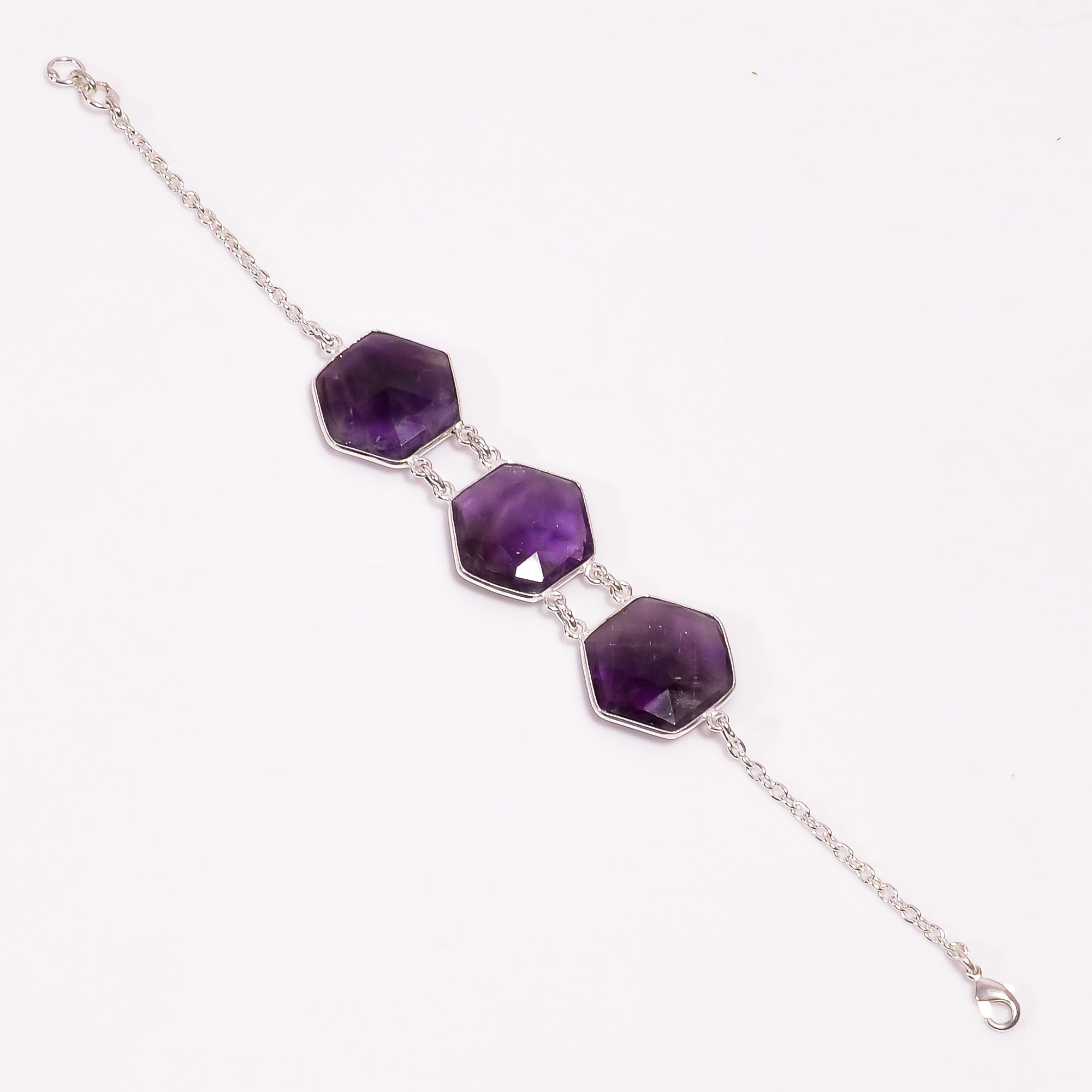 Natural Purple Amethyst Tennis Fine Gemstone Bracelet 