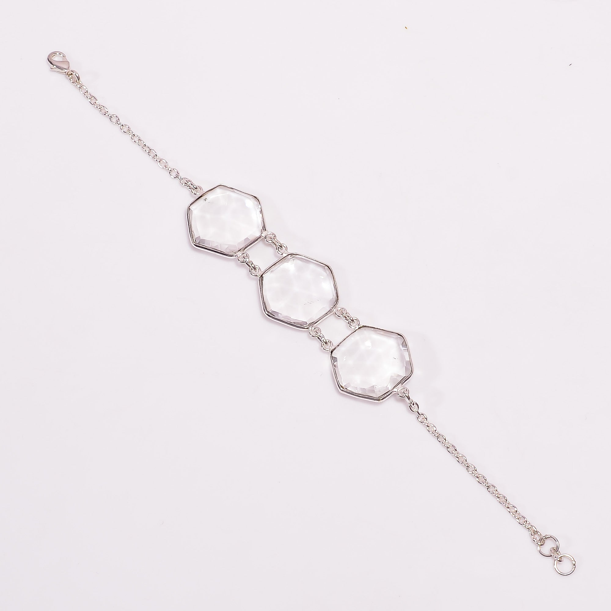 Natural White Crystal Tennis Fine Gemstone Bracelet 