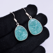 Natural Green Amazonite Drop/Dangle Fine Gemstone Earrings 