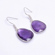 Natural Purple Amethyst Drop/Dangle Fine Gemstone Earrings 