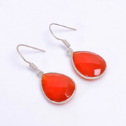 Natural Orange Carnelian Drop/Dangle Fine Gemstone Earrings 