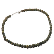 Natural Dark Green Unakite Beaded Fine Gemstone Necklace 