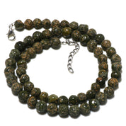 Natural Dark Green Unakite Beaded Fine Gemstone Necklace 