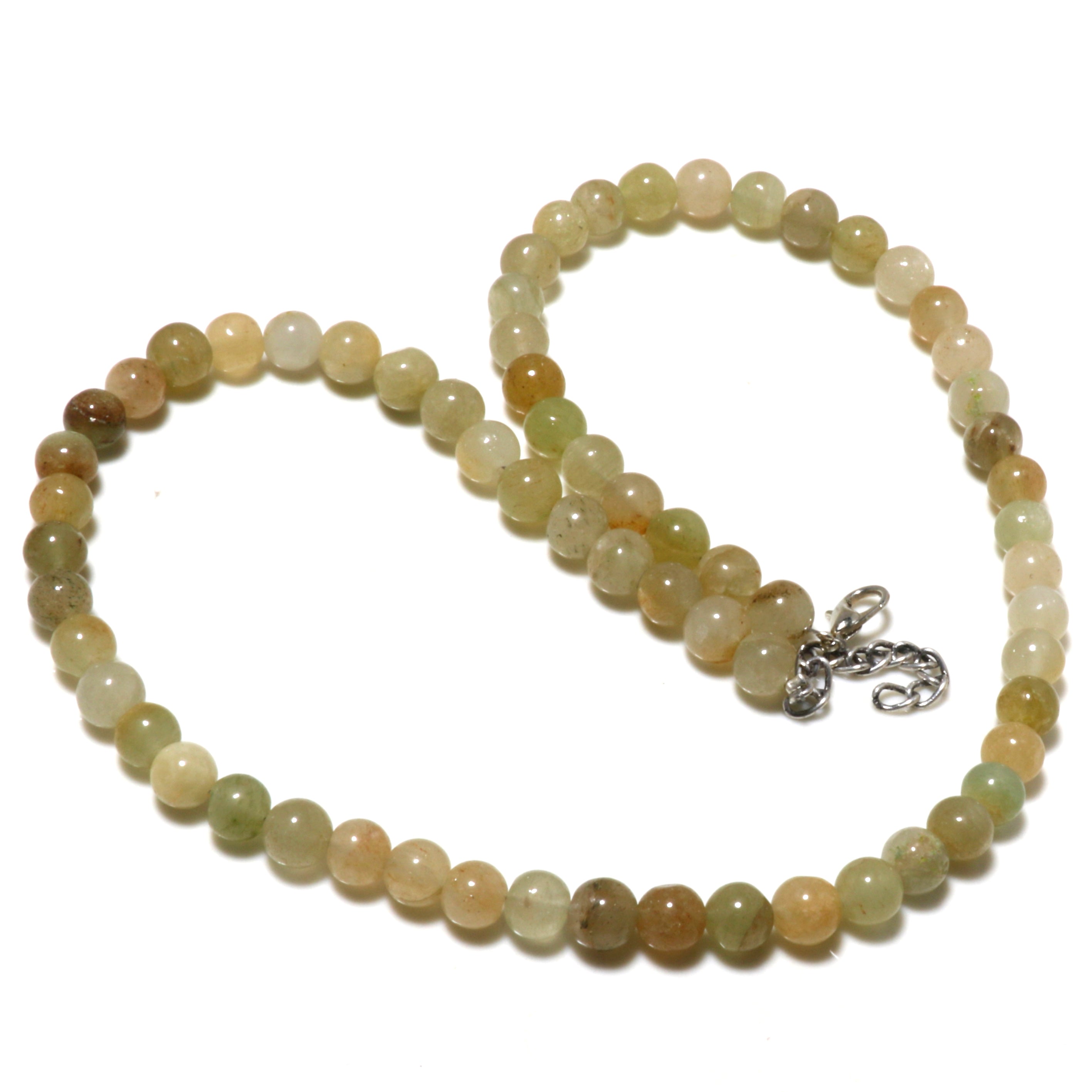 Natural Light Green Yellow Aventurine Beaded Fine Gemstone Necklace 