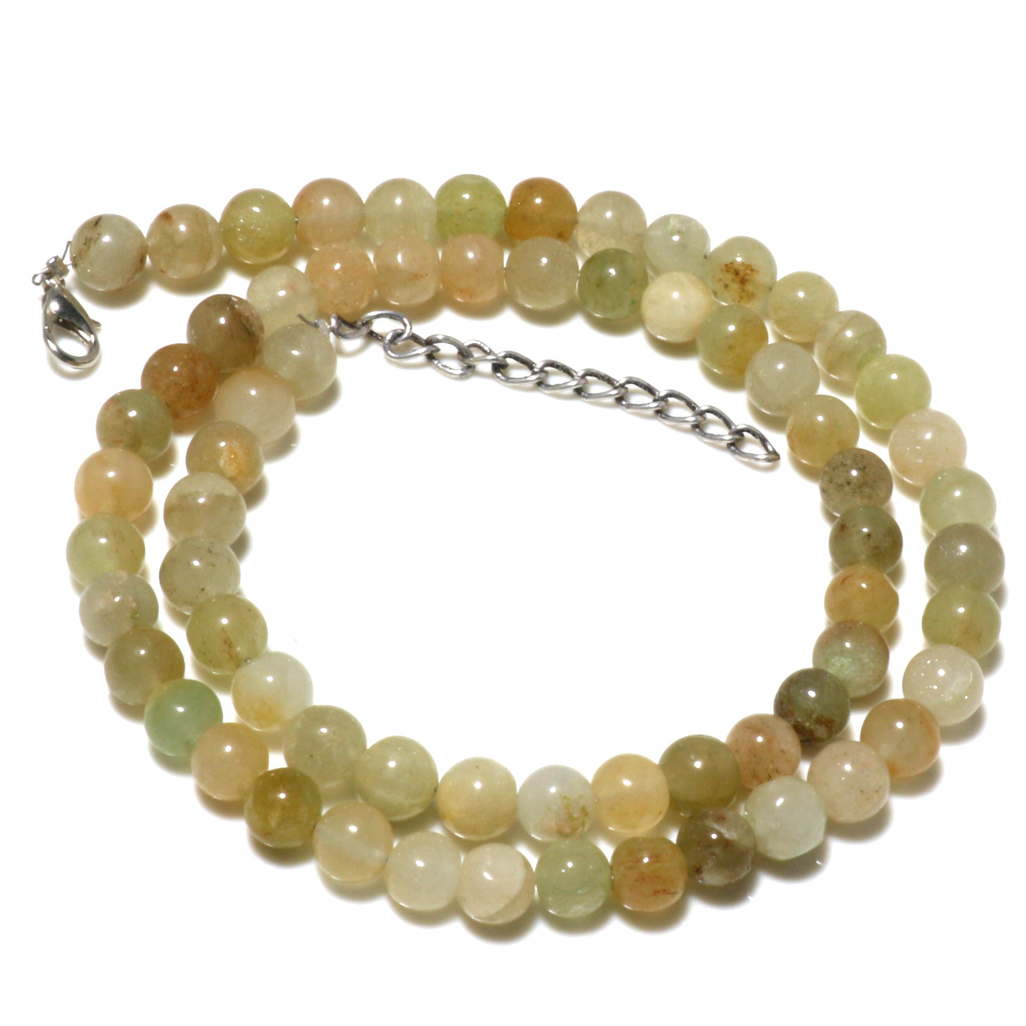 Natural Light Green Yellow Aventurine Beaded Fine Gemstone Necklace 