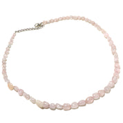 Natural Light Pink Rose Quartz Beaded Fine Gemstone Necklace 