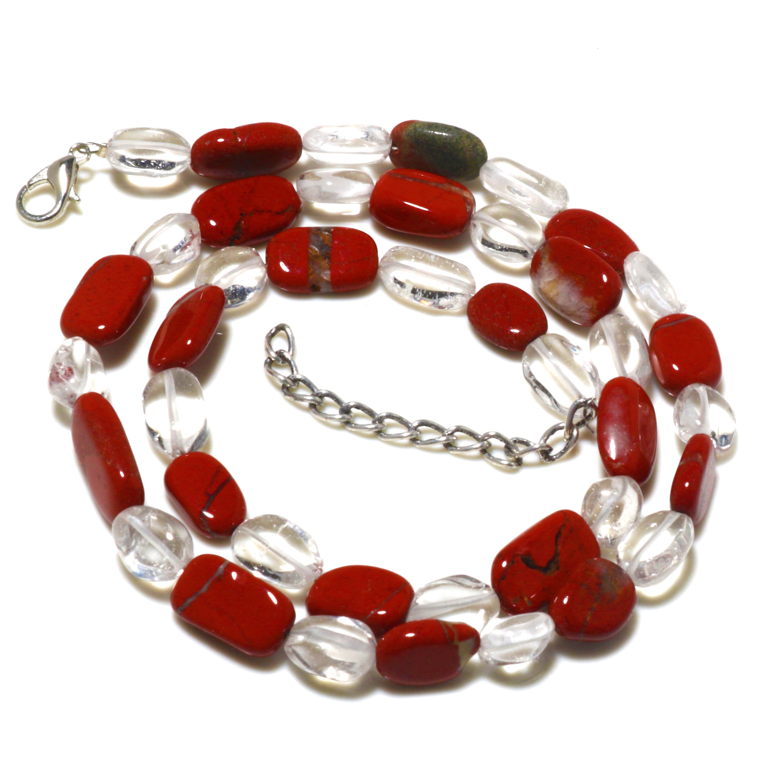 Natural Red Red Aventurine Beaded Fine Gemstone Necklace 