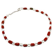 Natural Red Red Aventurine Beaded Fine Gemstone Necklace 