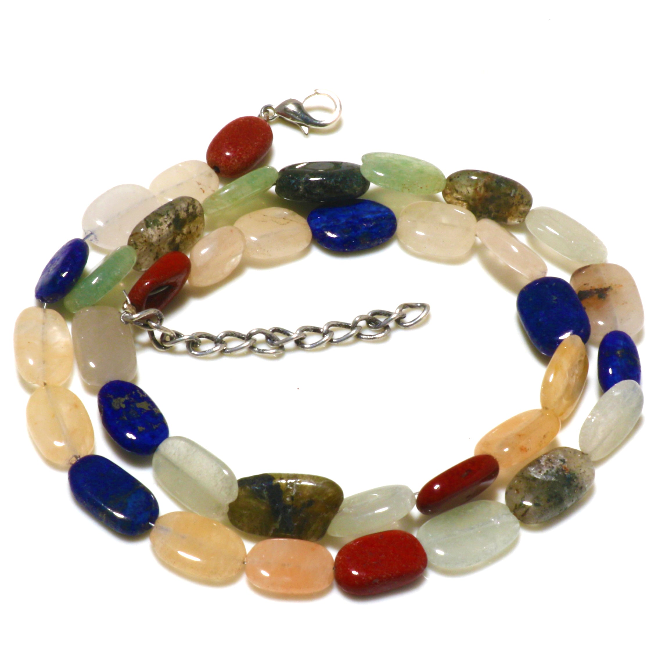 Natural Multicolor Multi Stone Beaded Fine Gemstone Necklace 