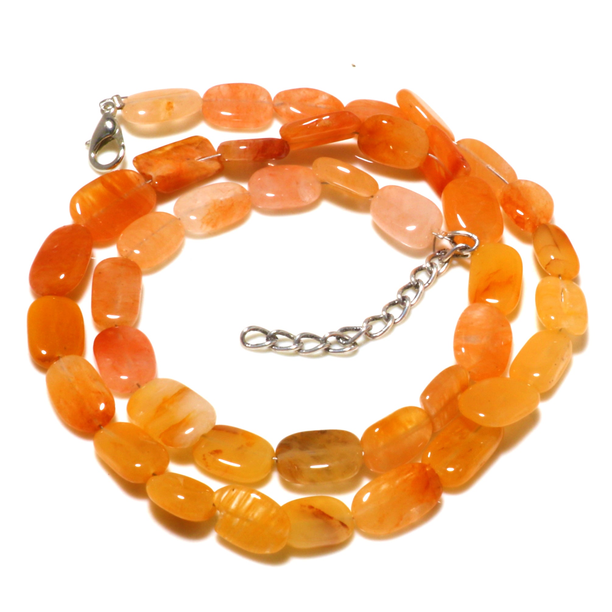 Natural Orange Yellow Aventurine Beaded Fine Gemstone Necklace 