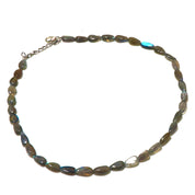 Natural Greyish Blue Labradorite Beaded Fine Gemstone Necklace 