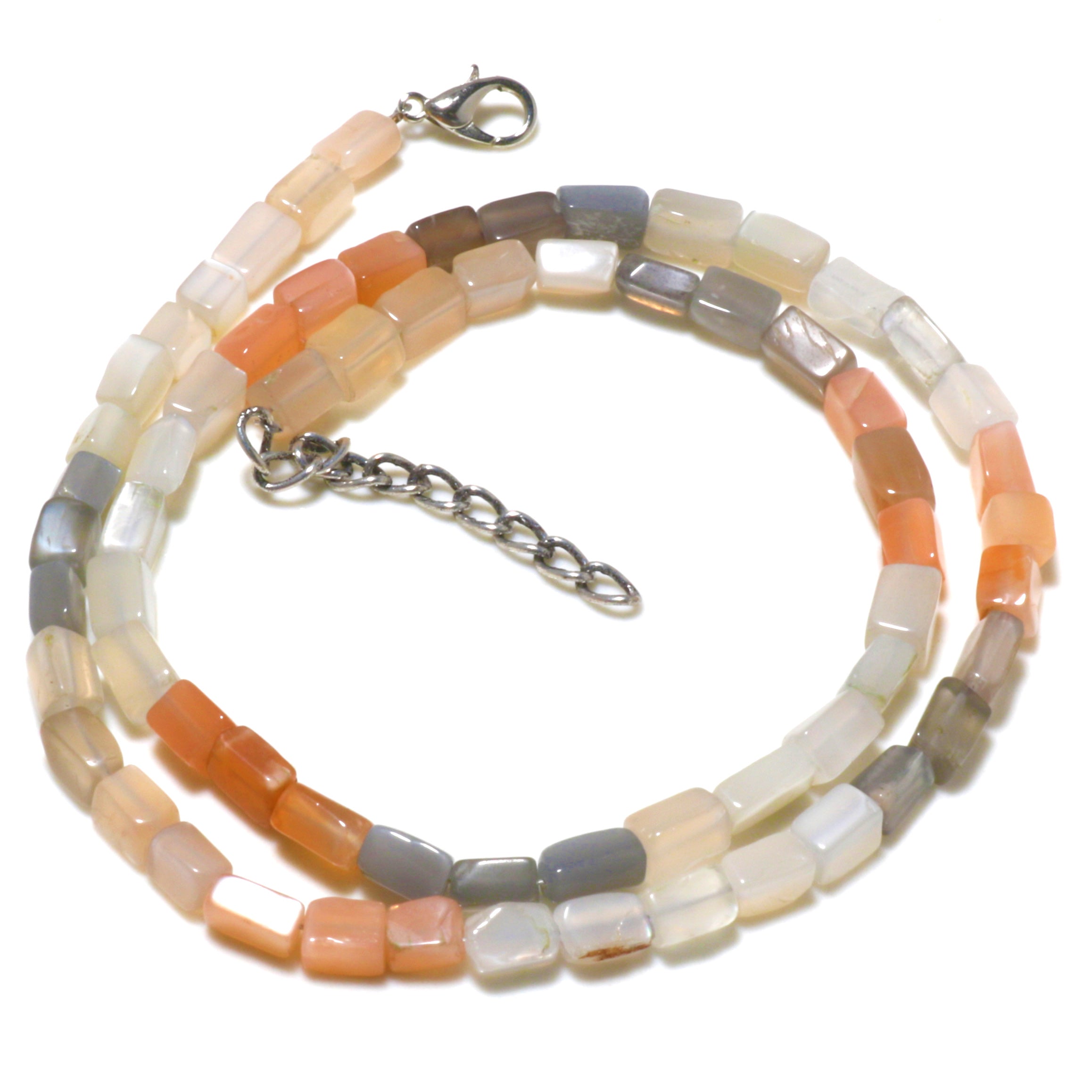 Natural Multicolor Multi Moonstone Beaded Fine Gemstone Necklace 