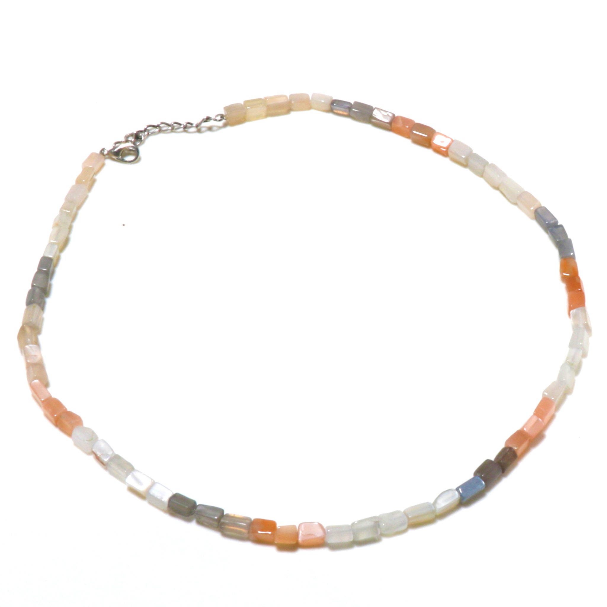 Natural Multicolor Multi Moonstone Beaded Fine Gemstone Necklace 