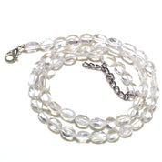 Natural White Crystal Quartz Beaded Fine Gemstone Necklace 