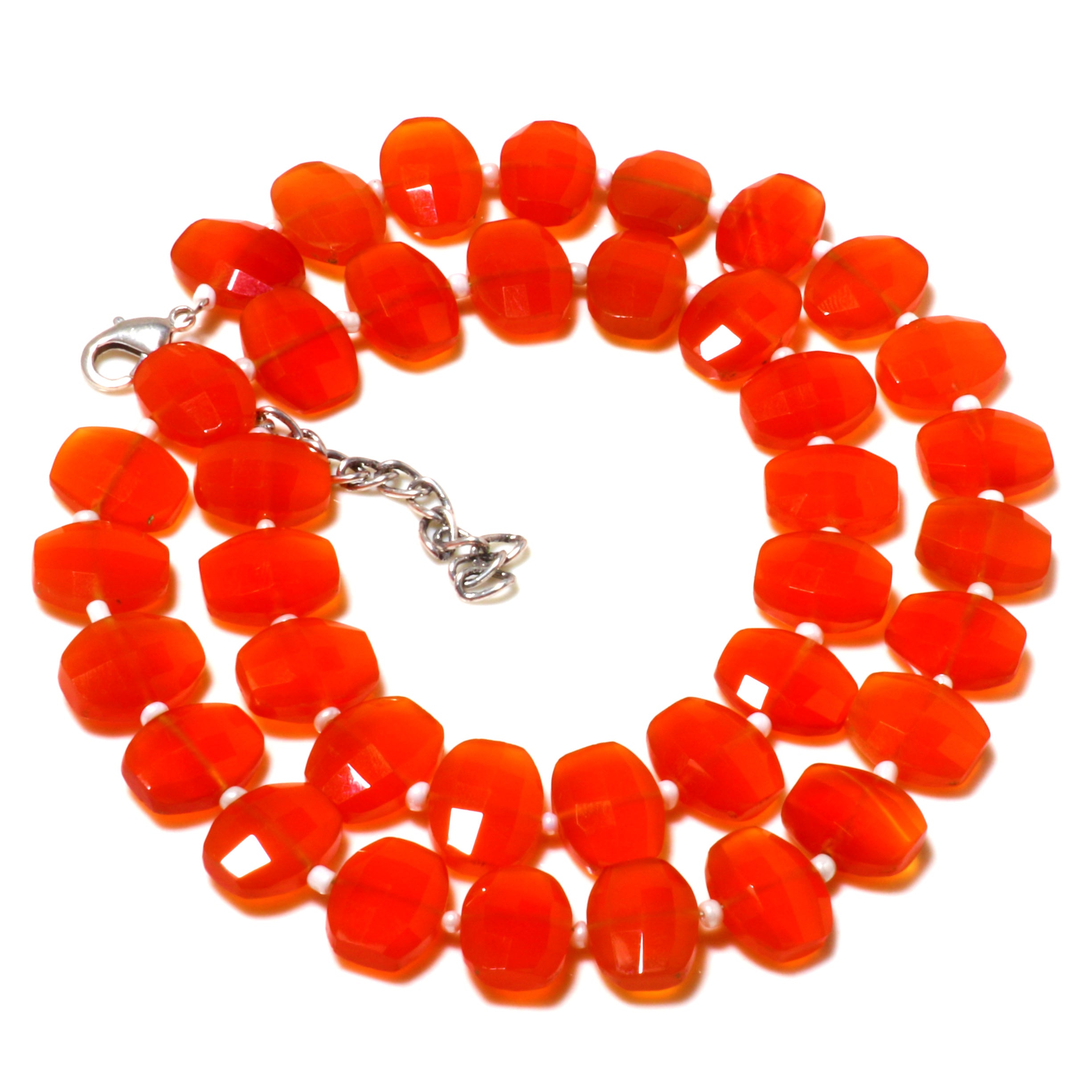 Natural Red Red onyx  Beaded Fine Gemstone Necklace 