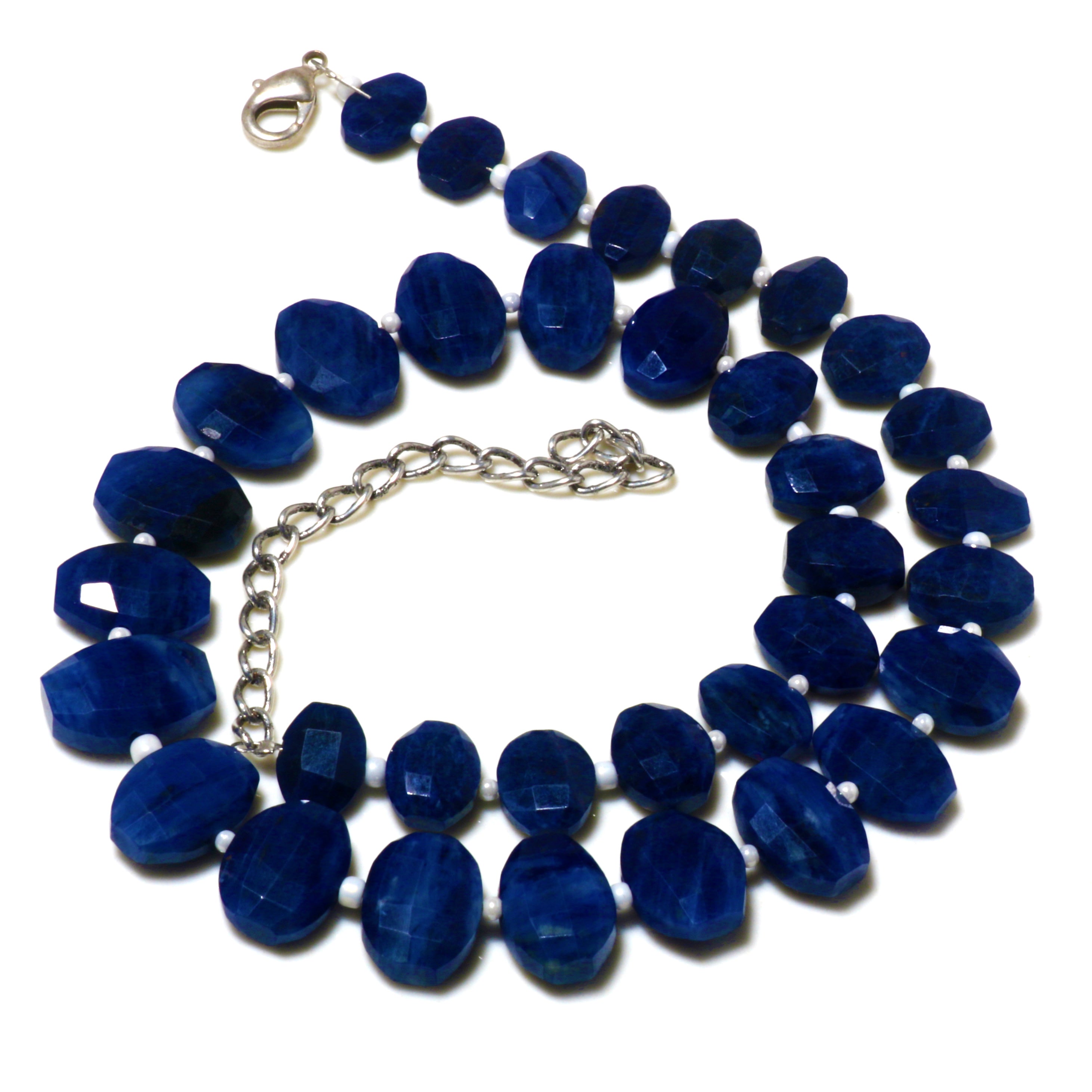 Natural Blue Sodalite Beaded Fine Gemstone Necklace 