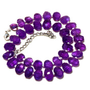 Natural Purple African Amethyst Beaded Fine Gemstone Necklace 