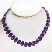 Natural Purple African Amethyst Beaded Fine Gemstone Necklace 