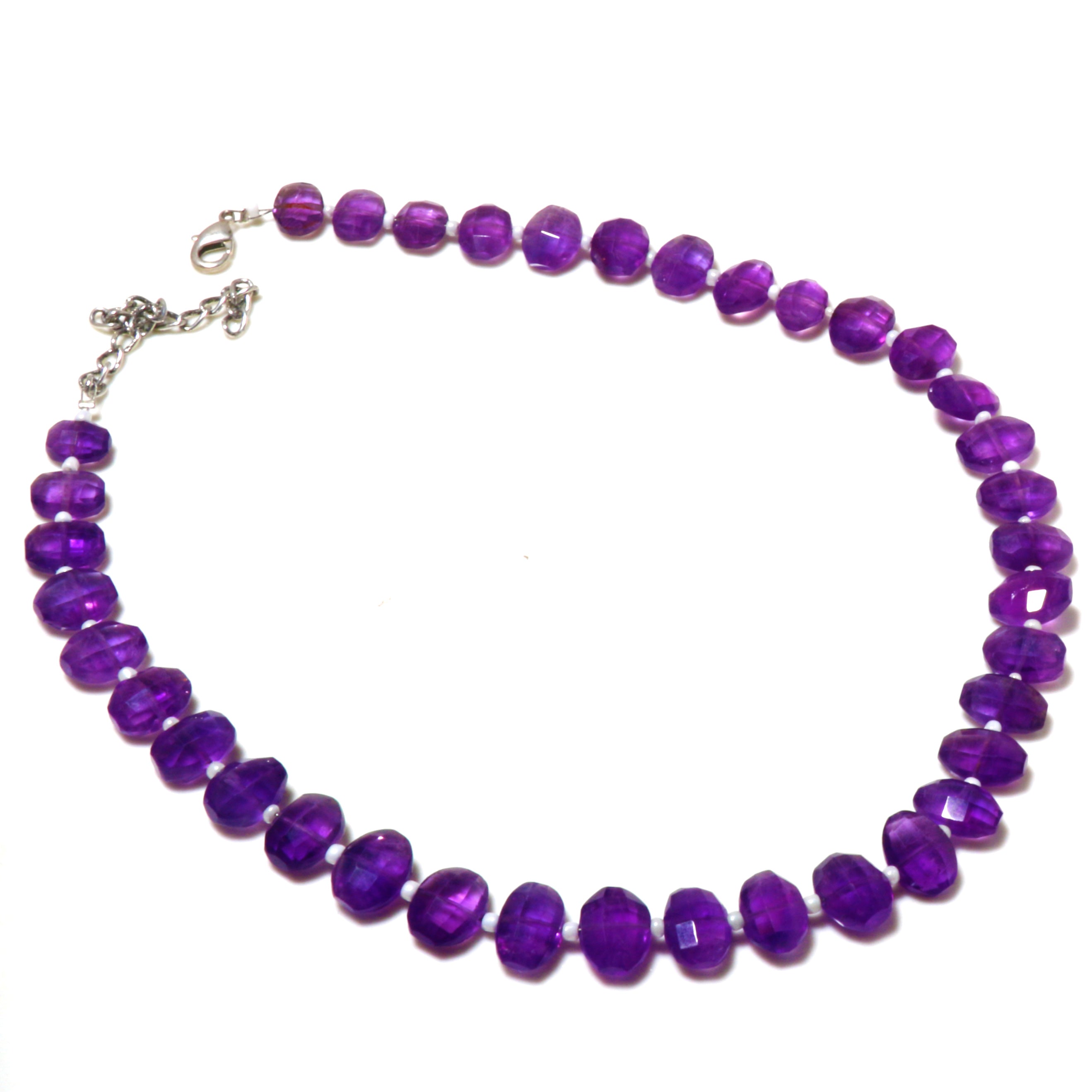 Natural Purple African Amethyst Beaded Fine Gemstone Necklace 