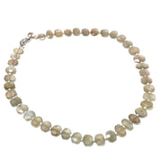 Natural Gray Gray Moonstone Beaded Fine Gemstone Necklace 