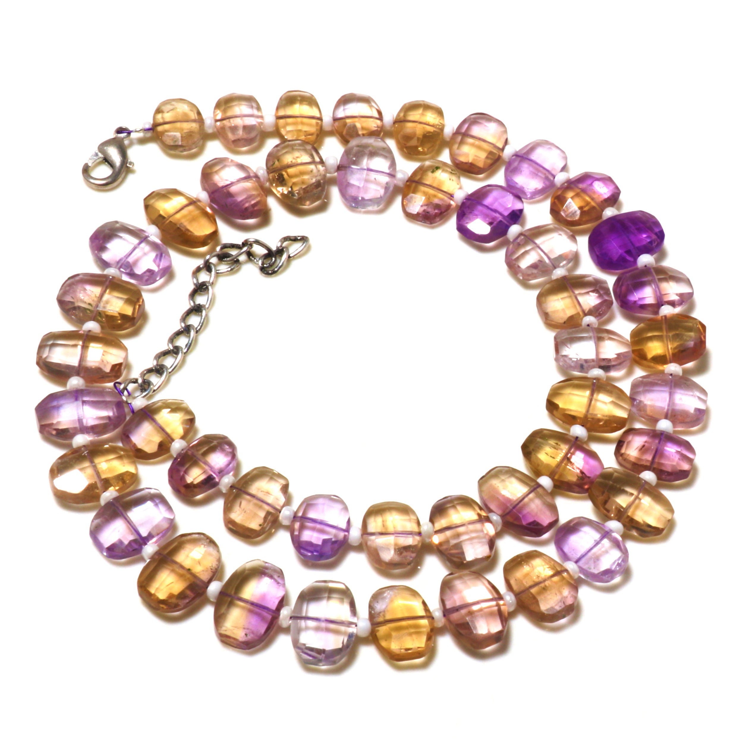 Natural Purple Ametrine  Beaded Fine Gemstone Necklace 