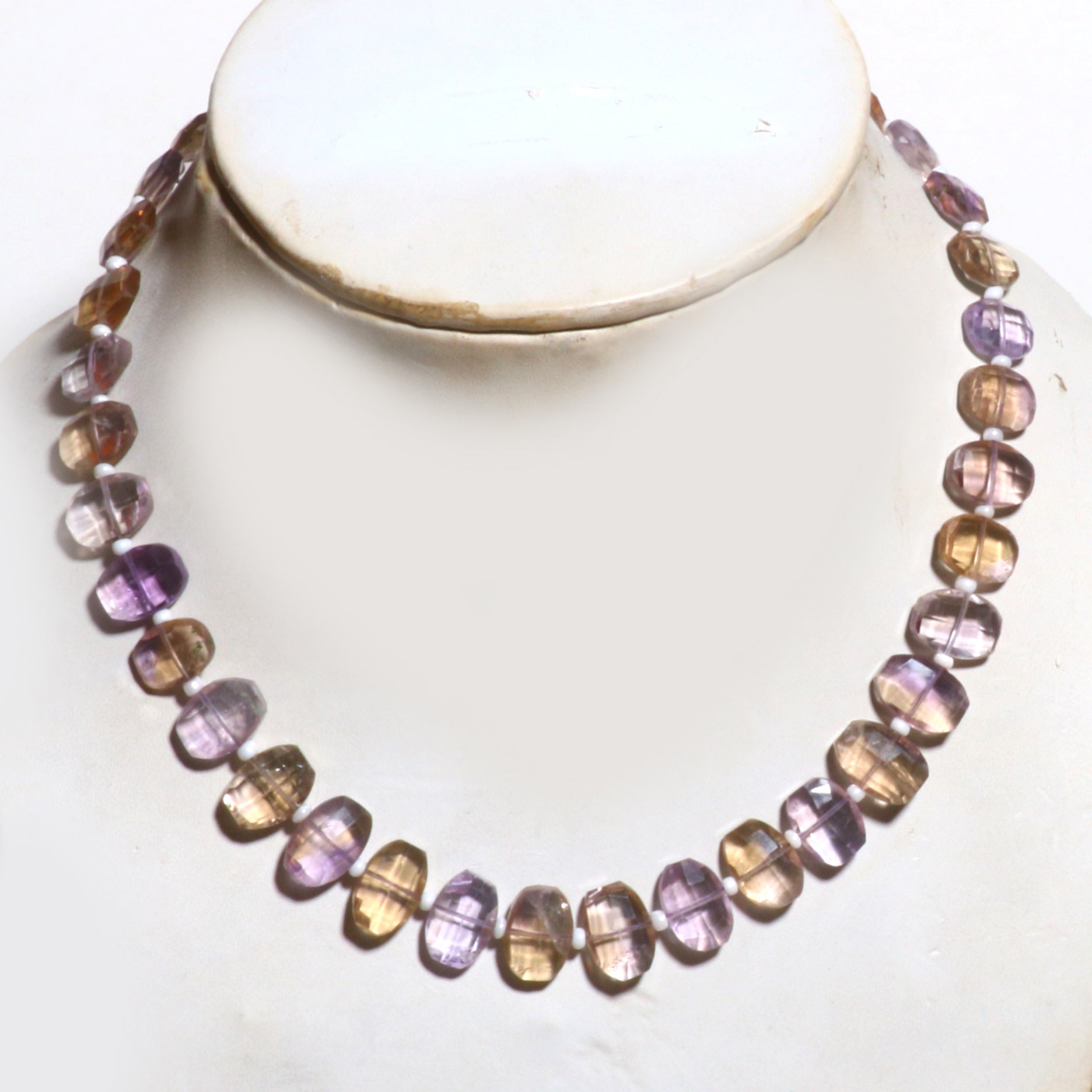 Natural Purple Ametrine  Beaded Fine Gemstone Necklace 