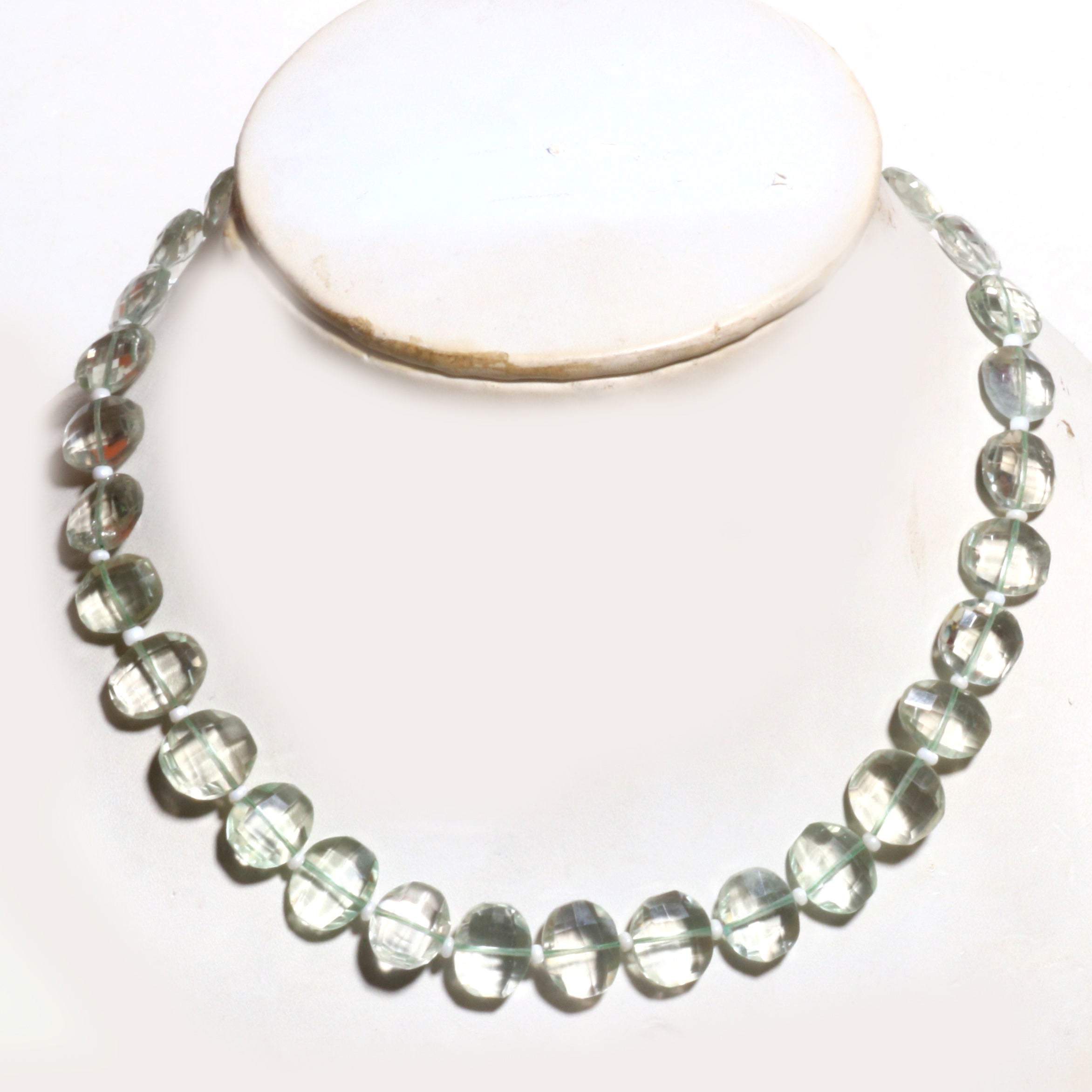 Natural Green Green Amethyst Beaded Fine Gemstone Necklace 