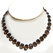 Natural Brown Smoky Quartz Beaded Fine Gemstone Necklace 