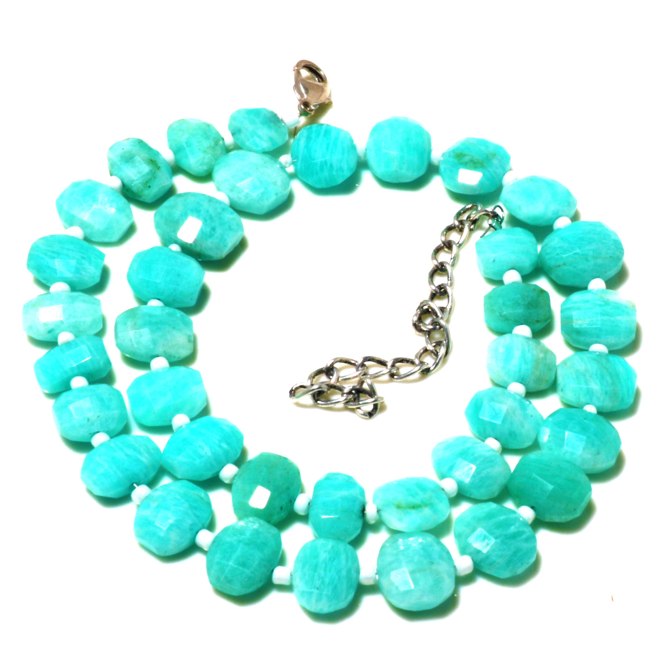 Natural Green Amazonite Beaded Fine Gemstone Necklace 