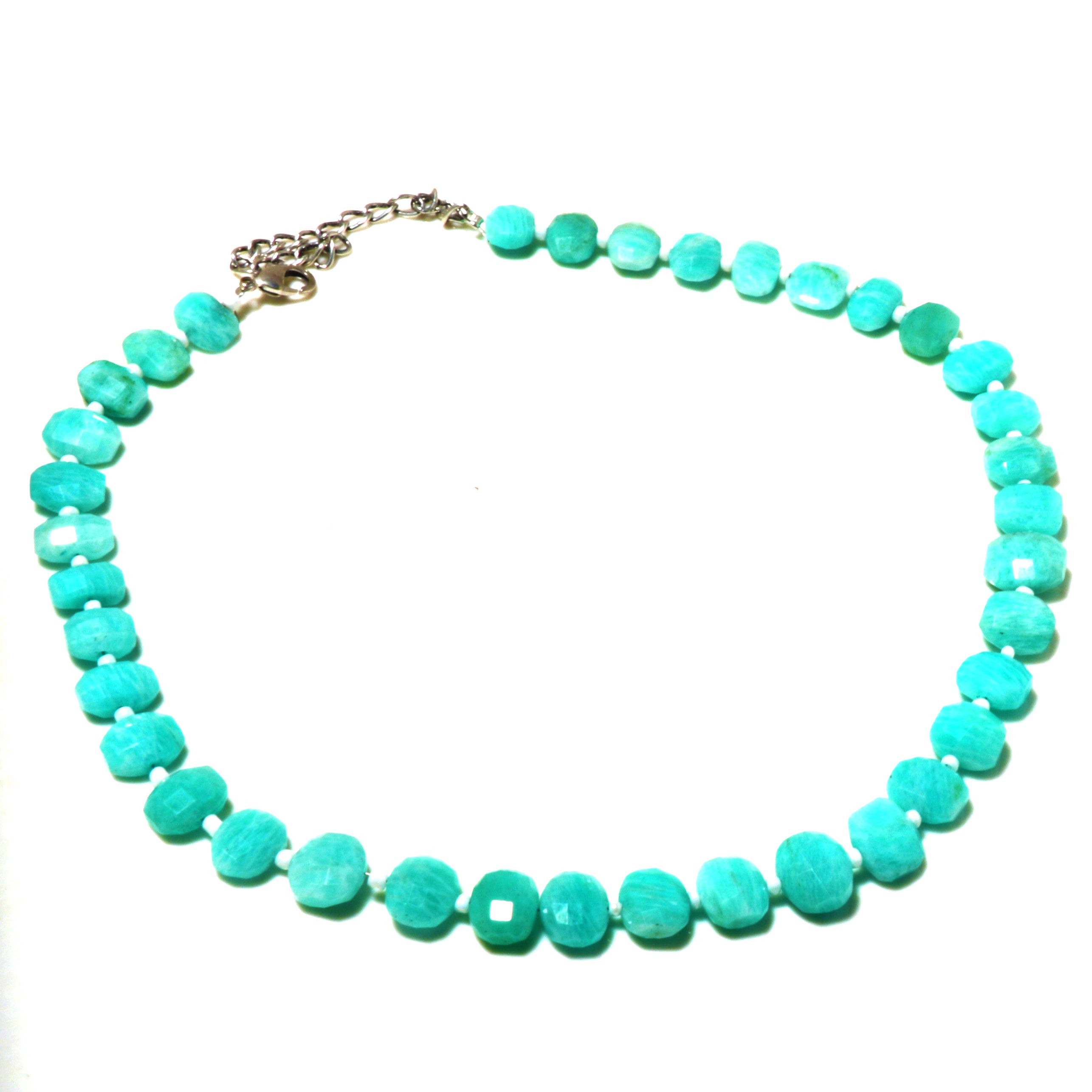 Natural Green Amazonite Beaded Fine Gemstone Necklace 