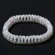 Natural White White Moonstone Beaded Fine Gemstone Bracelet 