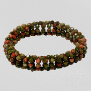 Natural Green Unakite Beaded Fine Gemstone Bracelet 