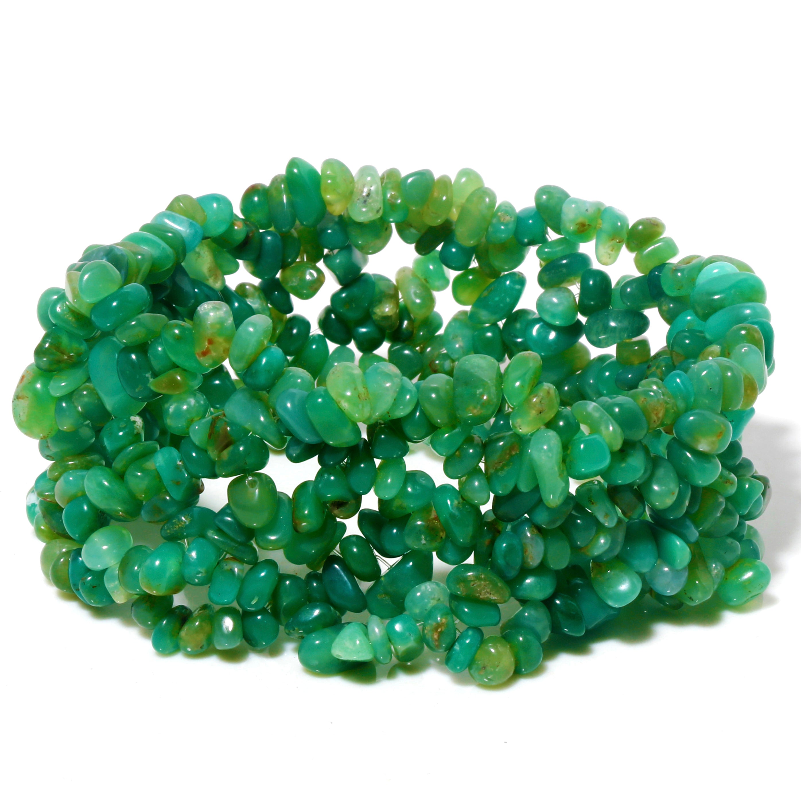 Natural Green Chrysophase Beaded Fine Gemstone Bracelet 