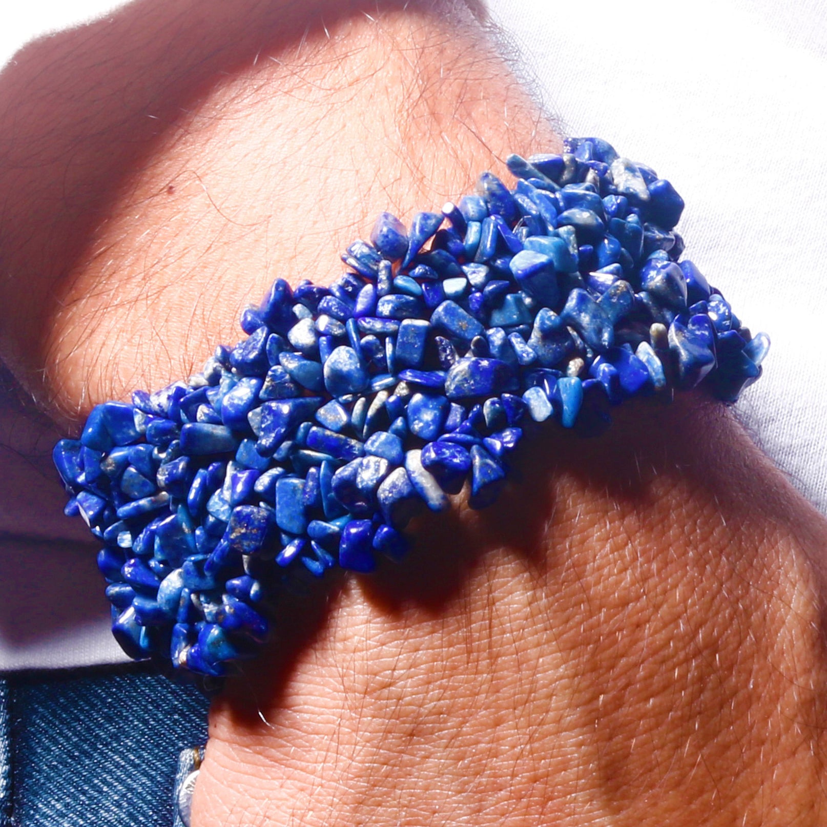 Natural Blue Lapis Lazuli Beaded Fine Gemstone Bracelet 