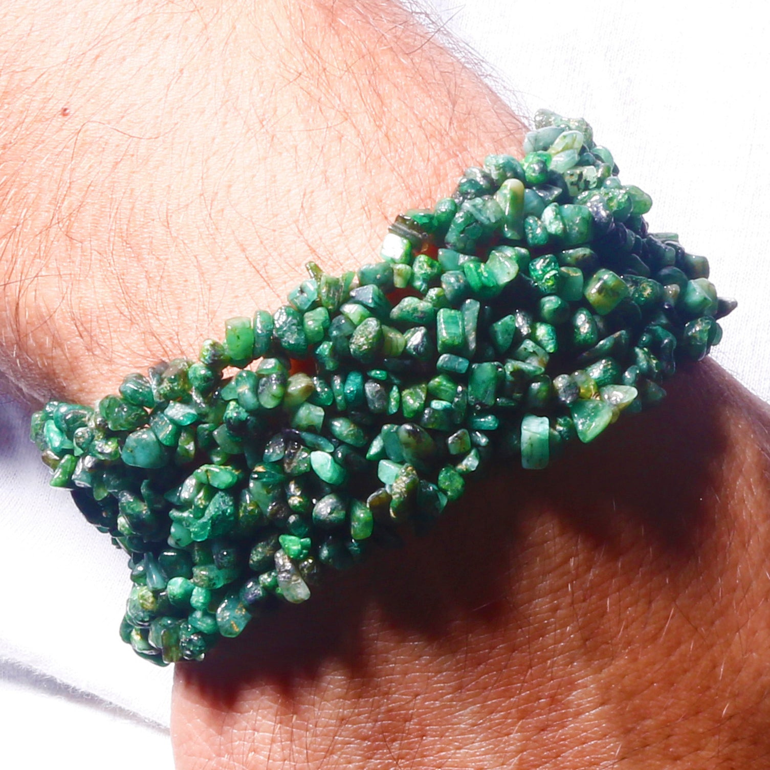 Natural Green Emerald Beaded Fine Gemstone Bracelet 