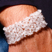 Natural White Diamond Quartz Beaded Fine Gemstone Bracelet 