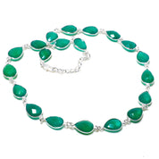 Natural Green Green Onyx Beaded Fine Gemstone Necklace 