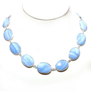 Natural Blue Lace Agate Beaded Fine Gemstone Necklace 