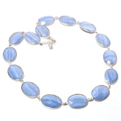 Natural Blue Lace Agate Beaded Fine Gemstone Necklace 