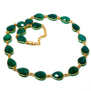 Natural Green Green Onyx Beaded Fine Gemstone Necklace 