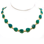 Natural Green Green Onyx Beaded Fine Gemstone Necklace 