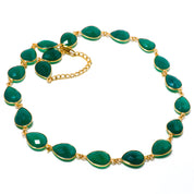 Natural Green Green Onyx Beaded Fine Gemstone Necklace 