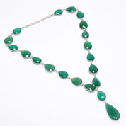 Natural Green Green Onyx Beaded Fine Gemstone Necklace 