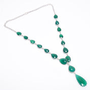 Natural Green Green Onyx Beaded Fine Gemstone Necklace 