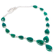 Natural Green Green Onyx Beaded Fine Gemstone Necklace 