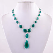 Natural Green Green Onyx Beaded Fine Gemstone Necklace 