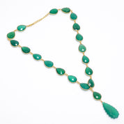 Natural Green Green Onyx Beaded Fine Gemstone Necklace 