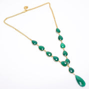 Natural Green Green Onyx Beaded Fine Gemstone Necklace 