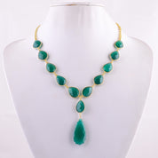 Natural Green Green Onyx Beaded Fine Gemstone Necklace 