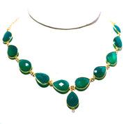 Natural Green Green Onyx Beaded Fine Gemstone Necklace 